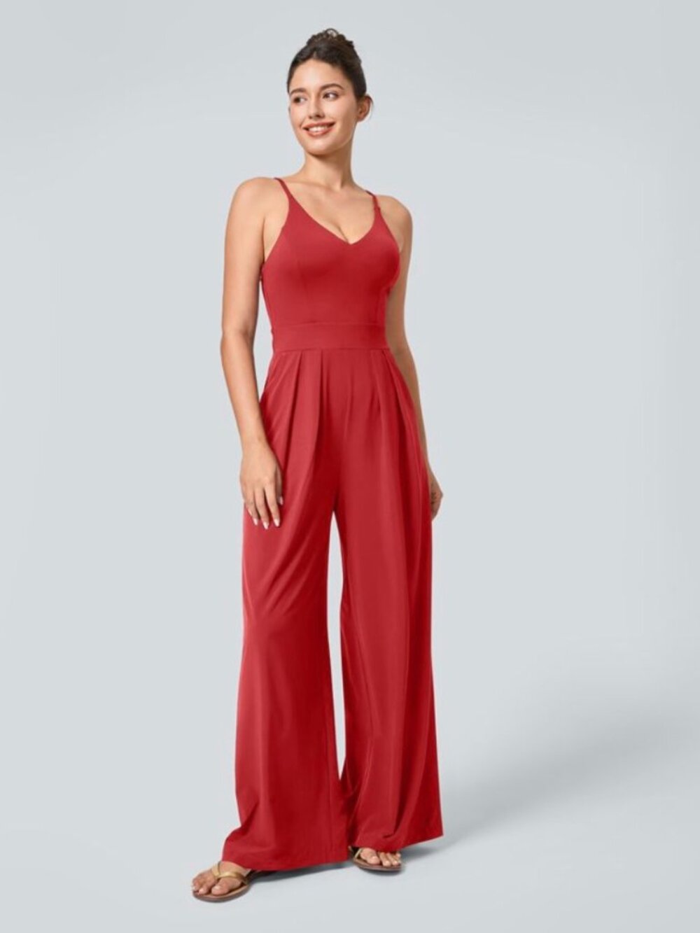 Halara, Breezeful, Red, V-Neck, Wide-Leg, Quick dry, Jumpsuit, XL Petite, bnwt